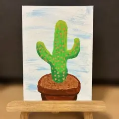 サボテン原画 アクリル・色鉛筆 インテリア 手描き 植物画 ボタニカル