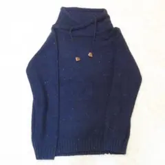 【CORISCO】針織毛衣 XL 海軍藍 附帶綁帶領口設計