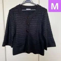 【匿名配送】 レディース　ニットカーディガン　Mサイズ ブラック　avv