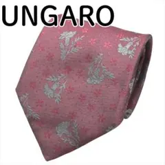 ungaro 植物柄 花柄 ネクタイ 日本製 赤紫 ビジネス パーティーのサムネイル