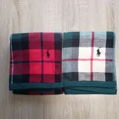 RALPH LAUREN チェック柄 フェイスタオル 2枚セット