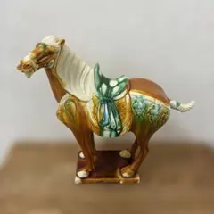中国工芸品 唐三彩風 置物 2体セット（馬・ラクダ） シルクロード