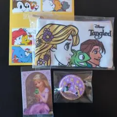 ディズニー　シークレットポーチ　刺繍缶バッジ　ラプンツェル　3点セット