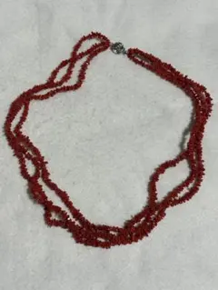赤珊瑚　silver 3連ネックレス