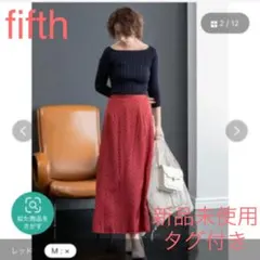 新品未使用 フィフス バックスリット ダイヤ柄 サテンスカート レッド 赤のサムネイル