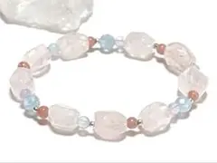 ⭐️最終価格です❗️天然石ローズクォーツ•アクアマリン•インカローズ ブレスレット