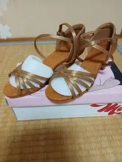 ★新品❗社交ダンス　ラテン用ブロンズゴールド　中ヒール✨お値下げしました