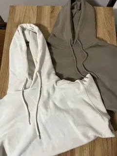 パーカー ホワイト クリーム色 ブラウン 2着 まとめ売り