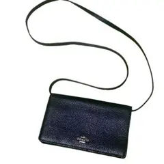 美品COACH 2WAYショルダーウォレット 黒　レザー　ショルダーバッグ