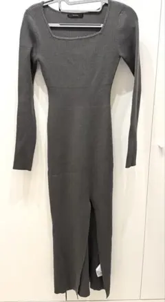 【EMODA】リブニットロングワンピース グレー F