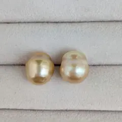 SV ゴールデンパール ピアス 南洋真珠 タヒチ ゴールド 約7〜7.8mm 