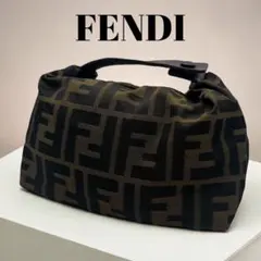 【美品】FENDI ミニバニティバッグ アクセサリーポーチ ズッカ FF FENDI ズッカ柄 バニティ ミニ ハンドバッグ FFロゴ アクセサリー