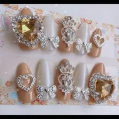 【現品】量産型 ゆめかわ 韓国 推し フレンチ オレンジ ネイルチップ