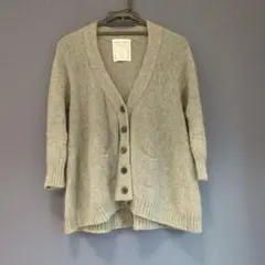 BEARDSLEY グレー Aライン長袖カーディガン 5つボタン