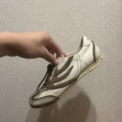 ホワイト/ブラウン レザースニーカー