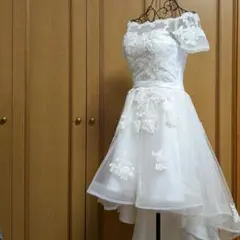 【美品】ピアノ発表会 ドレス フィッシュテール ホワイト S M