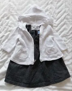 ラルフローレン ドット柄ワンピース&フード付きカーディガン