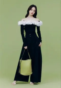 FRAY I.D フリルコンビオフショルダーリブニット