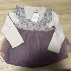 【新品タグ付美品】petit main フラワー柄チュールドッキングチュニック