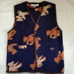 フリースベスト　Ｓ　クマ柄