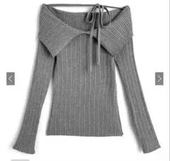 GRL ビッグカラーオフショルダーリボンニットトップス【ks150】