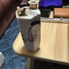 陶器製 鳥の装飾 花柄墨入
