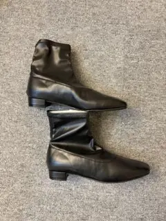 ストレッチ ショートブーツ ブラック 24.5cm