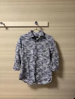 コムサイズム 七分丈シャツ ブルー Mサイズ