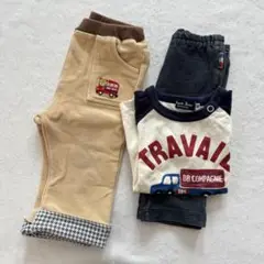 【セット】ミキハウス ブラックベア 長袖Tシャツ＆パンツ 80＋プッチー ズボン