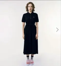 新品未使用　LACOSTE ポロシャツスタイルロングドレス ブラック