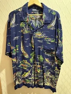 Polo アロハ開襟シャツ ネイビー XL