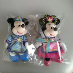 ミッキー　ミニー　ぬいぐるみバッチ　七夕