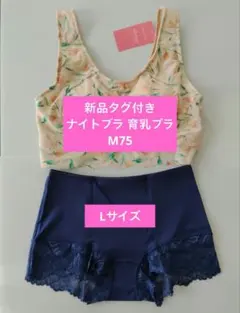 【新品タグ付き】Glamore ナイトブラ +レース付きランジェリーショーツ Lのサムネイル