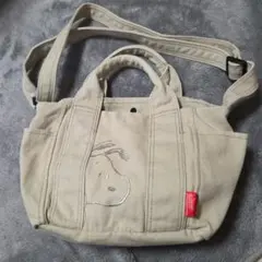 スヌーピー ミニトートバッグ　オフホワイト