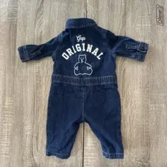GAP デニムカバーオール3-6m ロンパース　刺繍