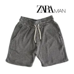新品タグ付 ZARA MAN ジャガードスウェットショーツ 幾何学総柄Mグレー白のサムネイル
