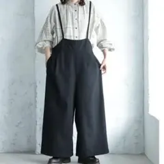 クロヤギさんからお手紙ついた　黒のサスペンダーパンツ　Mのサムネイル