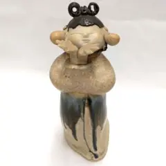 青芳人形 念ずれば花開く 砥部焼 森元青芳 置物 オブジェ インテリア 陶器