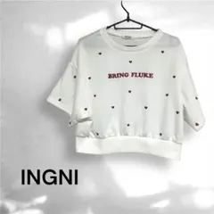 INGNI ハート刺繍 クロップドTシャツ ショート丈