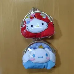 サンリオ　和柄　フェイスがま口　キティ　シナモロール