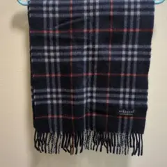 Burberry カシミヤ100%マフラー ノバチェック ネイビー