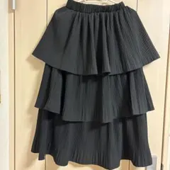 ティアード プリーツスカート ブラック