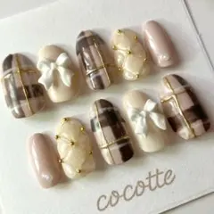 【週末割100円引き】フレンチガーリー チェック柄 キルティング リボン 秋冬