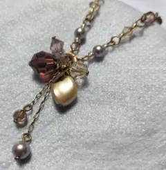 【SALE】ハンドメイド スワロフスキー クリスタルのアンティーク風ネックレス
