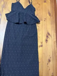 ドット柄 ペプラム キャミワンピース