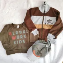 90 グローバルワーク トレーナー アウター ジップアップ 帽子 秋物　古着風