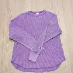 Champion パープル ワッフル編み ロンT M
