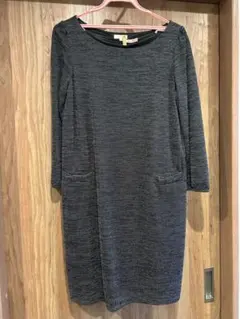 HusHusH ストライプ模様 長袖 膝丈ワンピース