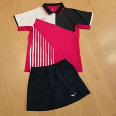 【MIZUNO】テニスウェア 上下セット、スコート、ピンク ブラック/ネイビー