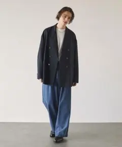 エマクローズ オーバーサイズ 紺ブレ 金ボタン ダブル ジャケット　M（XL）